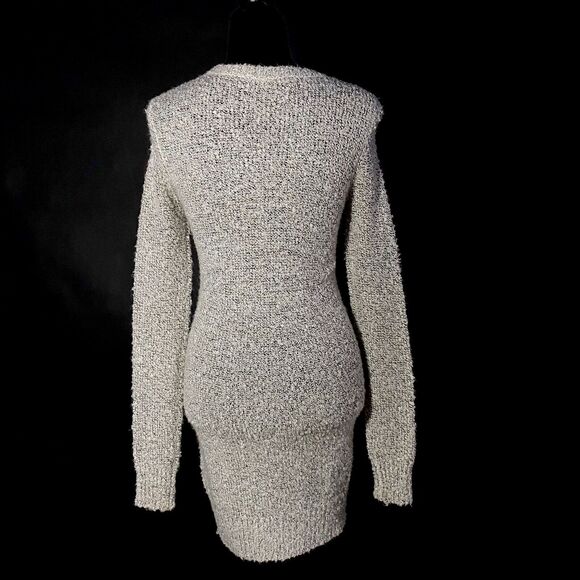 BCBGeneration Sweater Dress S Boucle Whisper White Black Heather Long Sl Soft - Picture 5 of 7